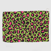 Leopard Pattern in Raspberry op Lime Green Golfhanddoek (Horizontaal)