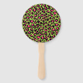 Leopard Pattern in Raspberry op Lime Green Handwaaier (Voorkant)
