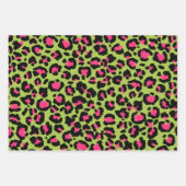 Leopard Pattern in Raspberry op Lime Green Inpakpapier Vel (Voorkant 3)