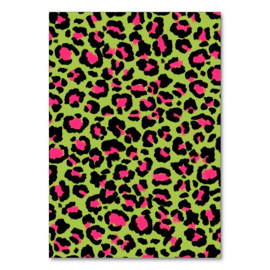 Leopard Pattern in Raspberry op Lime Green Kaart (Voorkant)