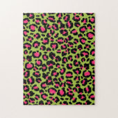 Leopard Pattern in Raspberry op Lime Green Legpuzzel (Verticaal)