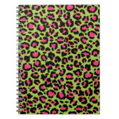 Leopard Pattern in Raspberry op Lime Green Notitieboek (Voorkant)
