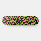 Leopard Pattern in Raspberry op Lime Green Persoonlijk Skateboard (Horizontaal)