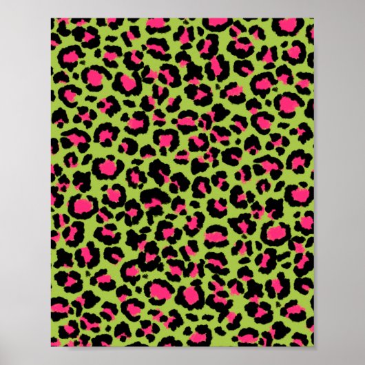 Leopard Pattern in Raspberry op Lime Green Poster (Voorkant)