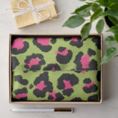 Leopard Pattern in Raspberry op Lime Green Tissuepapier (Geschenk)