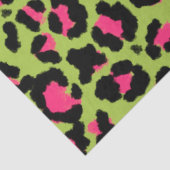 Leopard Pattern in Raspberry op Lime Green Tissuepapier (Detail)