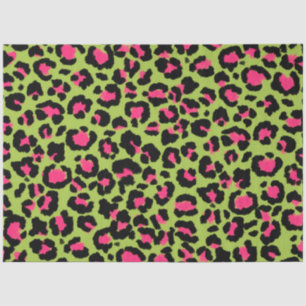 Leopard Pattern in Raspberry op Lime Green Tissuepapier