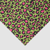 Leopard Pattern in Raspberry op Lime Green Tissuepapier (Detail)