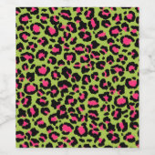 Leopard Pattern in Raspberry op Lime Green Wijn Etiket (Enkel label)