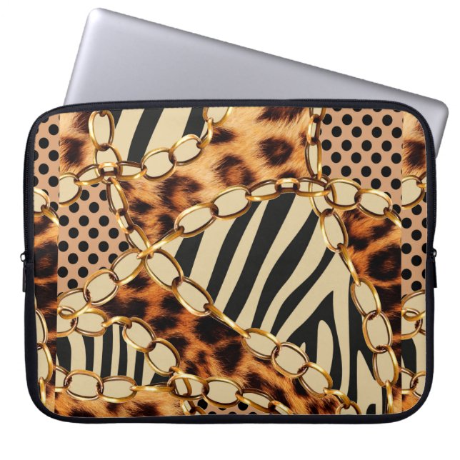 Leopard Pattern, Leopard Print, Animal print, Laptop Sleeve (Voorkant)