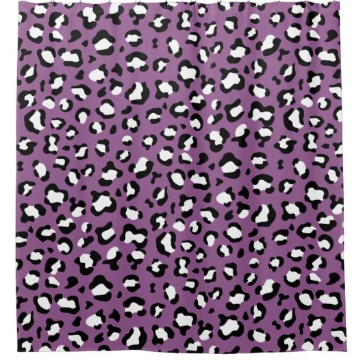 Leopard Pattern, Leopard Spots, Paarse Leopard Douchegordijn (Voorkant)