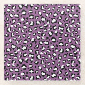 Leopard Pattern, Leopard Spots, Paarse Leopard Glazen Onderzetter (Voorkant)