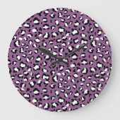 Leopard Pattern, Leopard Spots, Paarse Leopard Grote Klok (Voorkant)