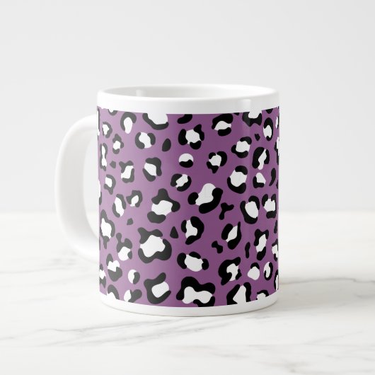 Leopard Pattern, Leopard Spots, Paarse Leopard Grote Koffiekop (Links)