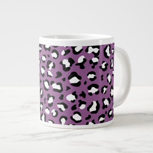 Leopard Pattern, Leopard Spots, Paarse Leopard Grote Koffiekop (Voorkant rechts)