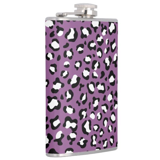Leopard Pattern, Leopard Spots, Paarse Leopard Heupfles (Rechts)
