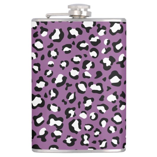 Leopard Pattern, Leopard Spots, Paarse Leopard Heupfles (Voorkant)