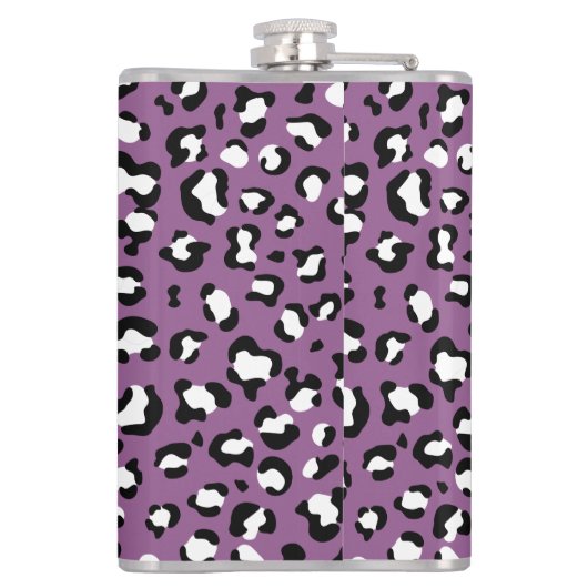 Leopard Pattern, Leopard Spots, Paarse Leopard Heupfles (Achterkant)
