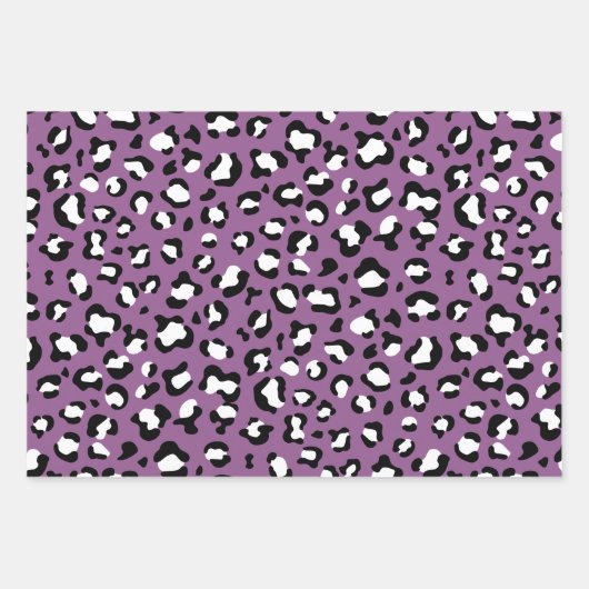 Leopard Pattern, Leopard Spots, Paarse Leopard Inpakpapier Vel (Voorkant 2)