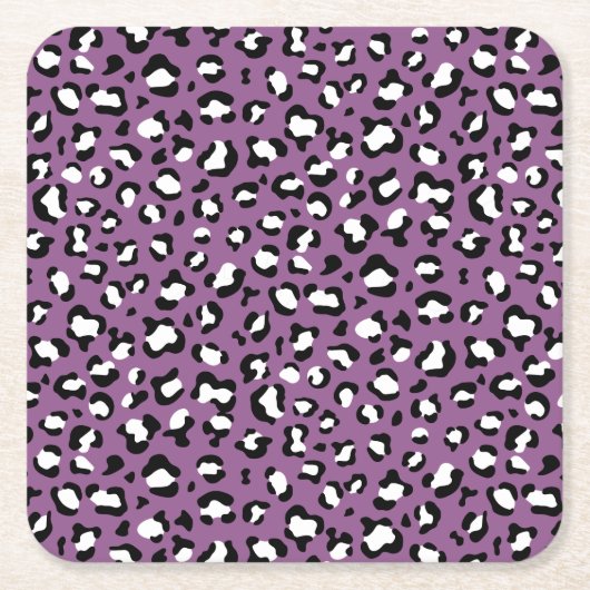 Leopard Pattern, Leopard Spots, Paarse Leopard Kartonnen Onderzetters (Voorkant)
