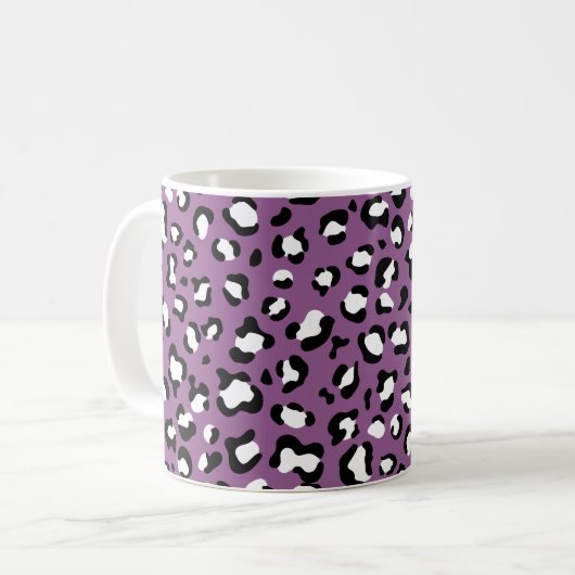 Leopard Pattern, Leopard Spots, Paarse Leopard Koffiemok (Voorkant links)