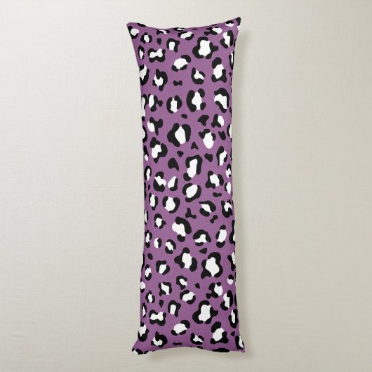 Leopard Pattern, Leopard Spots, Paarse Leopard Lichaamskussen (Achterkant (Verticaal))