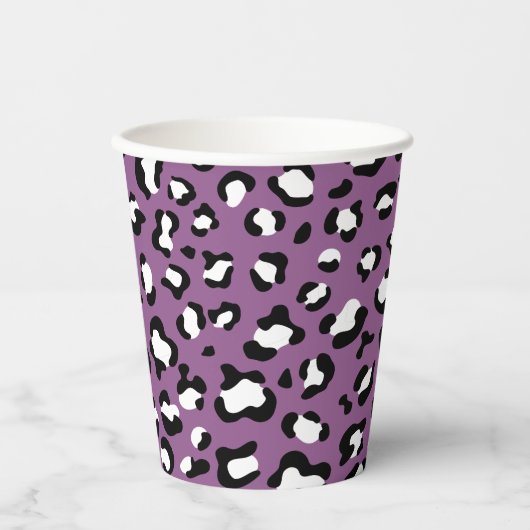 Leopard Pattern, Leopard Spots, Paarse Leopard Papieren Bekers (Voorkant)
