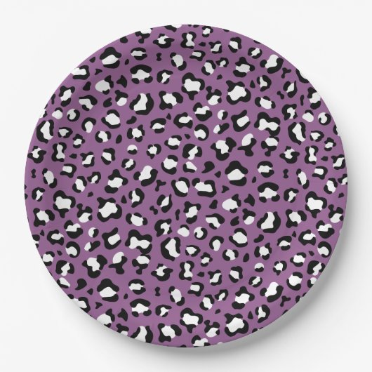 Leopard Pattern, Leopard Spots, Paarse Leopard Papieren Bordje (Voorkant)