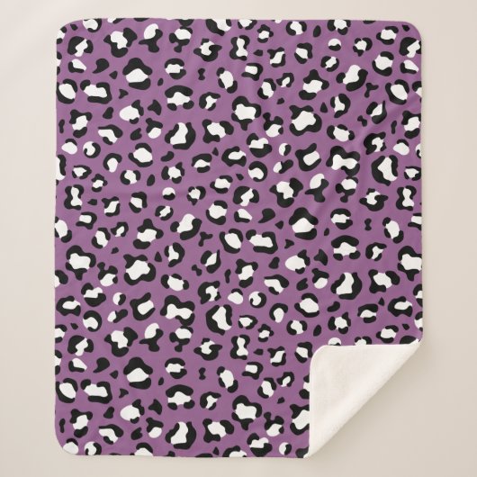 Leopard Pattern, Leopard Spots, Paarse Leopard Sherpa Deken (Voorkant)