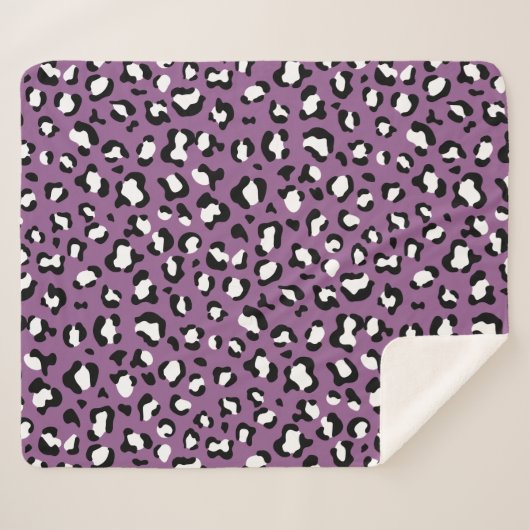 Leopard Pattern, Leopard Spots, Paarse Leopard Sherpa Deken (Voorkant (horizontaal))
