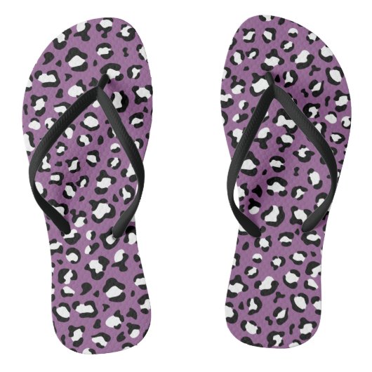 Leopard Pattern, Leopard Spots, Paarse Leopard Teenslippers (Voetbed)