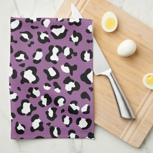 Leopard Pattern, Leopard Spots, Paarse Leopard Theedoek (Quarter Fold)