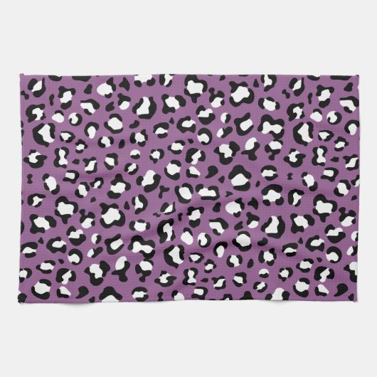 Leopard Pattern, Leopard Spots, Paarse Leopard Theedoek (Horizontaal)