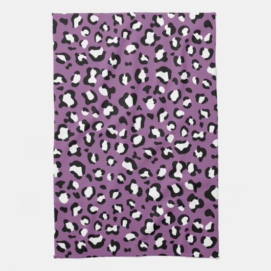 Leopard Pattern, Leopard Spots, Paarse Leopard Theedoek (Verticaal)