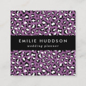 Leopard Pattern, Leopard Spots, Paarse Leopard Vierkante Visitekaartje (Voorkant)