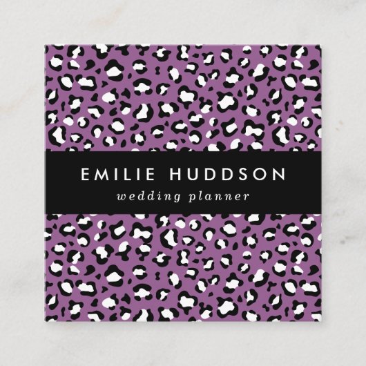 Leopard Pattern, Leopard Spots, Paarse Leopard Vierkante Visitekaartje (Voorkant)