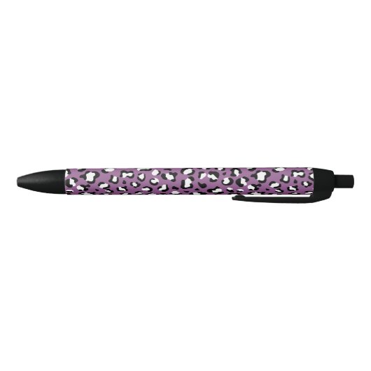 Leopard Pattern, Leopard Spots, Paarse Leopard Zwarte Inkt Pen (Bodem)