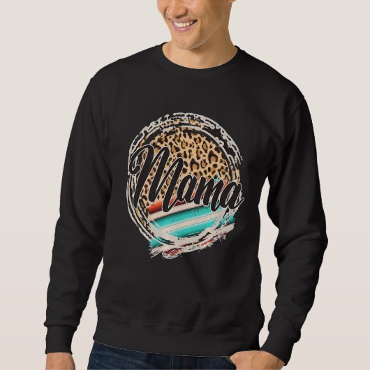 Leopard Pattern Mama Serape Print Cowgirl Rodeo Mo Trui (Voorkant)