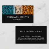 Leopard Pattern Modern Black Monogram #19 Visitekaartje (Voorkant / Achterkant)