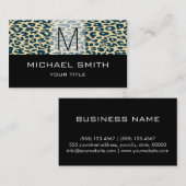 Leopard Pattern Modern Black Monogram #20 Visitekaartje (Voorkant / Achterkant)