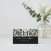 Leopard Pattern Modern Black Monogram #20 Visitekaartje (Staand voorkant)