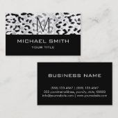 Leopard Pattern Modern Black Monogram #22 Visitekaartje (Voorkant / Achterkant)