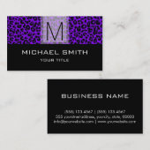 Leopard Pattern Modern Black Monogram #24 Visitekaartje (Voorkant / Achterkant)