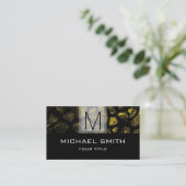 Leopard Pattern Modern Black Monogram #27 Visitekaartje (Staand voorkant)