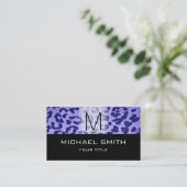 Leopard Pattern Modern Black Monogram #30 Visitekaartje (Staand voorkant)