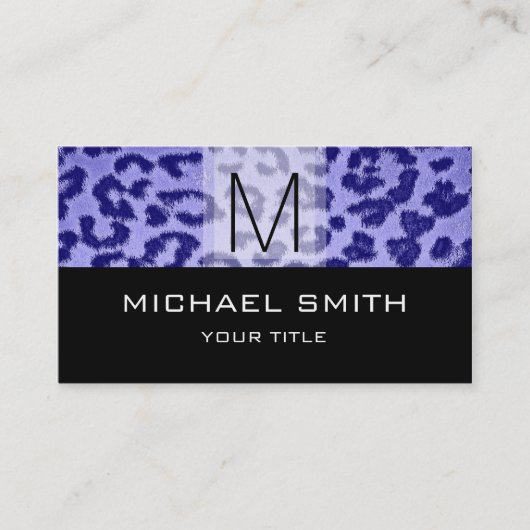 Leopard Pattern Modern Black Monogram #30 Visitekaartje (Voorkant)