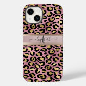 Leopard Pattern Monogram Roos Gold Black Case-Mate iPhone Case (Achterkant)