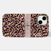 Leopard Pattern Monogram Roos Gold Black Case-Mate iPhone Case (Achterkant (horizontaal))