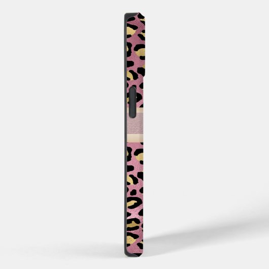 Leopard Pattern Monogram Roos Gold Black Case-Mate iPhone Case (Achterkant / Rechts)