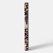 Leopard Pattern Monogram Roos Gold Black Case-Mate iPhone Case (Achterkant / Links)